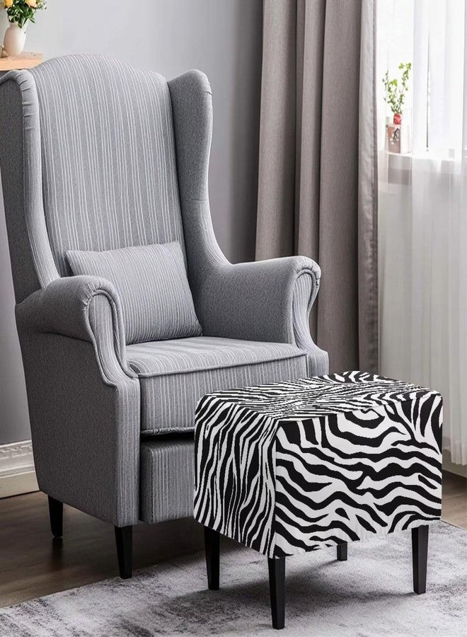 غطاء عثماني مطاطي بنقشة جلد الحمار الوحشي من تالايتوس، أغطية عثمانية قابلة للتمدد، غطاء مسند قدم مستطيل، غطاء مسند قدم مطبوع، أغطية مسند قدم عثماني، غطاء مسند قدم مستطيل للتخزين، صغير - Image 2